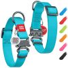 Waterproof Dog Collar 9 - 14 in Neck x 3/5 in Wide Metal Buckle Adjustable Glow Dog Collar for Large Small Medium Dogs Heavy Duty Dog Collars with QR