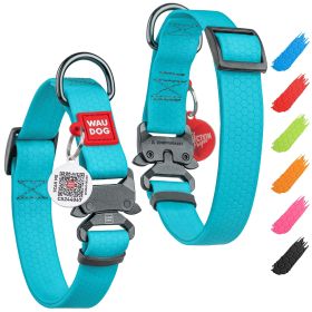 Waterproof Dog Collar 9 - 14 in Neck x 3/5 in Wide Metal Buckle Adjustable Glow Dog Collar for Large Small Medium Dogs Heavy Duty Dog Collars with QR