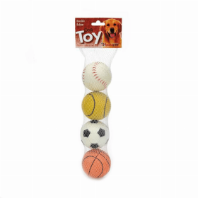 Sports-Themed Rubber Ball Set - 4 Pack
