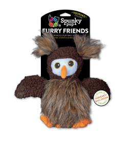 Spunky Pup Furry Friend Owl with Squeaky Ball