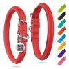 Ultra Soft Rolled Leather Dog Collar for Small Dogs 8 - 10 inch Neck Soft Padded Dog Collars for Medium Dogs Puppy Collars for Large Breed Dogs Male a