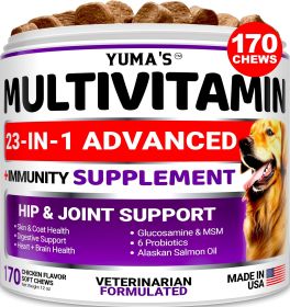 Dog Multivitamin Chewable with Glucosamine Dog Vitamins and Supplements 170 Treats Senior & Puppy Multivitamin for Dogs Hip & Joint Support Immune Hea