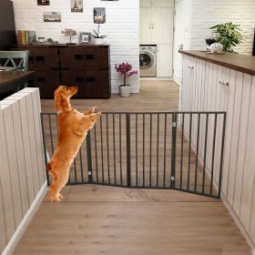 Pet Gate - Dog Gate for Doorways, Stairs or House â€“ Freestanding, Folding, brown, Arc Wooden