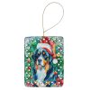 Bernese Mountain Dog Christmas Porcelain Ornament Christmas Tree Hanging Decorations for Home Christmas Holiday, Rectangle, Gift, Multicolor