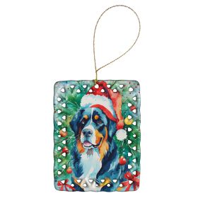 Bernese Mountain Dog Christmas Porcelain Ornament Christmas Tree Hanging Decorations for Home Christmas Holiday, Rectangle, Gift, Multicolor