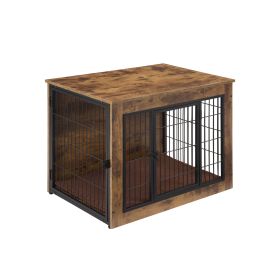 Dog Crate Furniture with Cushion, Wooden Dog Kennel Furniture, Heavy Duty Dog Cage, 40" Dog Kennel with Double Doors, Dog Crates for Large Dogs