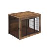 Dog Crate Furniture with Cushion, Wooden Dog Kennel Furniture, Heavy Duty Dog Cage, 27" Dog Kennel with Double Doors, Dog Crates for Small/Medium Dogs