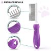 Pet Comb with Long & Short Stainless Steel Teeth for Removing Matted Fur; Knots & Tangles ‚Äì Detangler Tool Accessories for Safe & Gentle DIY Dog & C