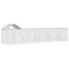 Outdoor Dog Kennel Silver Galvanized Steel 32.8 x 6.6 x 8.2 ft