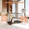 Dog Crate, 30 Inch Medium Dog Cage with Divider and Plastic Leak-Proof Pan Tray, Double Door Folding Metal Wire Cage for Indoor, Outdoor, and Travel