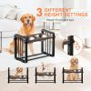 Elevated Dog Bowls,Height Adjustable Metal &Wood Raised Dog Bowl with 2 Pack Stainless Steel Dog Food & Water Bowls