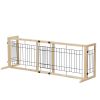 Wood Freestanding Pet Gate;  38"-71" Length Adjustable Dog Gate;  Safety Fence for Stairs Doorways;  Natural