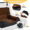 Dog Car Seat Dual Seat Removable Cleaning Coral Fleece Pet Seat with Storage Bag and Safety Belt Fixed Pet Car Seat Suitable for Small and Medium Dogs