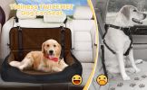 Dog Car Seat Dual Seat Removable Cleaning Coral Fleece Pet Seat with Storage Bag and Safety Belt Fixed Pet Car Seat Suitable for Small and Medium Dogs