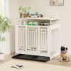 43.3 inch Dog Cage Furniture for Large Dogs,Wooden Dog Crate with Divider,Double Door Dog Kennel with Storage Shelf
