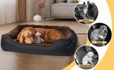 Dog Car Seat Dual Seat Removable Cleaning Coral Fleece Pet Seat with Storage Bag and Safety Belt Fixed Pet Car Seat Suitable for Small and Medium Dogs
