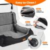 coral fleece Dog Booster Seat, Pet Travel Bed with Storage and clip-on leash, for Large Dogs 70 Lbs or 2 Medium/Small Dogs