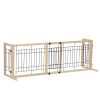 Wood Freestanding Pet Gate;  38"-71" Length Adjustable Dog Gate;  Safety Fence for Stairs Doorways;  Natural
