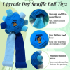 Interactive Dog Toy Durable Blue TPR Squeaky Puzzle Ball with Fluffy Fabric Rollers