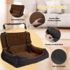 Dog Car Seat Dual Seat Removable Cleaning Coral Fleece Pet Seat with Storage Bag and Safety Belt Fixed Pet Car Seat Suitable for Small and Medium Dogs
