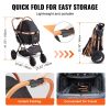 VEVOR Pet Stroller, 4 Wheels Dog Stroller Rotate with Brakes, 66 lbs Weight Capacity, Puppy Stroller with Detachable Carrier