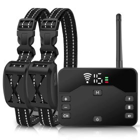 2 In 1 Wireless Electric Dog Fence Waterproof Pet Shock Boundary Containment System Electric Training Collar with 2 Receiver Collars for Small Medium (Option: Black_2Collar)