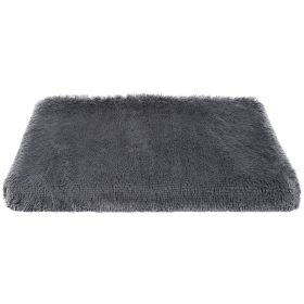 Dog Bed Soft Plush Cushion Cozy Warm Pet Crate Mat Dog Carpet Mattress with Long Plush for S/M Dogs (Option: L)
