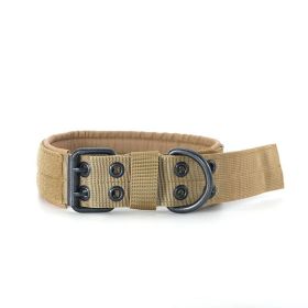 Stylish Striped Canvas Dog Collar For Medium And Large Dogs (Color: Khaki, size: L)