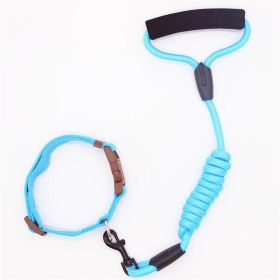 Premium Adjustable Pet Leash And Collar Set (Color: Blue, size: L)