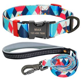 Personalized Pet Id Dog Collar With Customizable Dog Tag (Color: Blue, size: S)