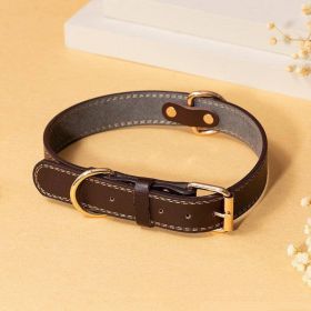 Rugged Leather Dog Collar (Color: Brown, size: M)