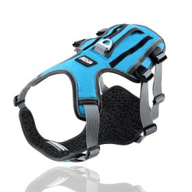 Reflective Comfortfit Pet Chest Harness Vest With Adjustable Traction Rope (Color: Blue, size: S)