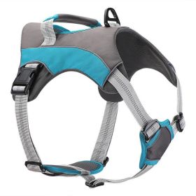 Reflective Chest Strap Dog Leash Set With Towing Rope (Color: Blue, size: L)