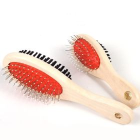 Adorable Dog Hair Grooming Dual-Use Comb With Wooden Handle (size: S)