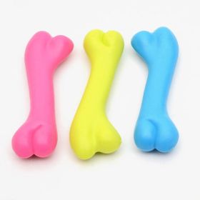 Durable Dog Bone Chew Toy: High-Quality Rubber Molar Toy For Pets (Color: Pink)