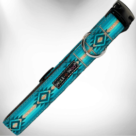 Walk-e-Woo Southwestern Style Dog Collar (Size-Pack Of: M 1" Width Fits 12-18" Neck-1, Color: Turquoise Sky)