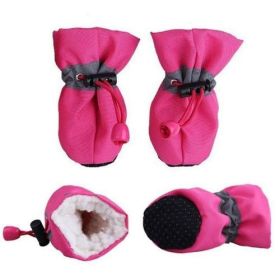 Dogs Winter Warm Shoes 4 PCS Set (Color-Ships From: Pink-United States, size: S)
