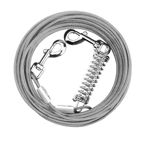 Dog Tie Out Cable Long Dog Leash Chew Proof Lead Dog Chain with Durable Spring 360¬∞ Rotatable Clips PVC Case for Outside Yard Caming