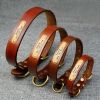 Personalized Genuine Leather Dog Collar With Stainless Steel Nameplate